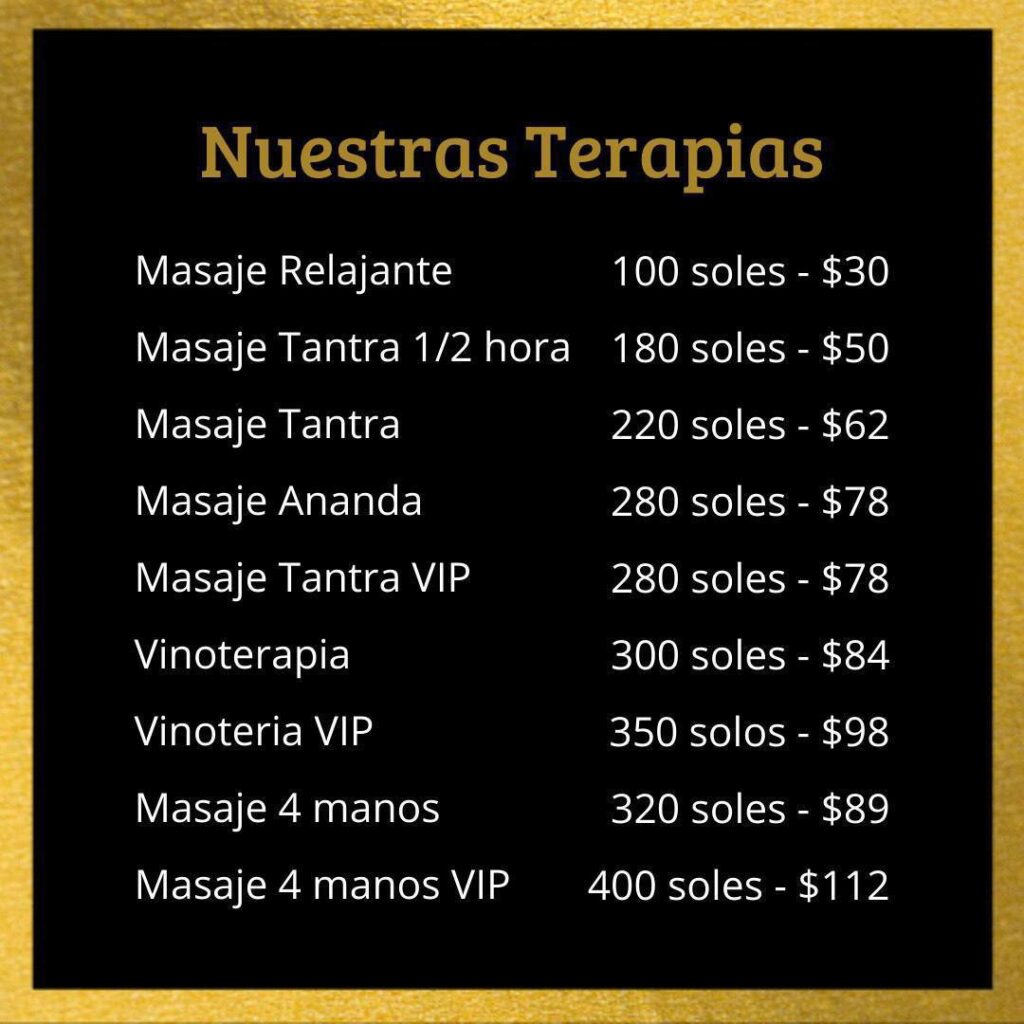 precio de masajes tántricos en Lima